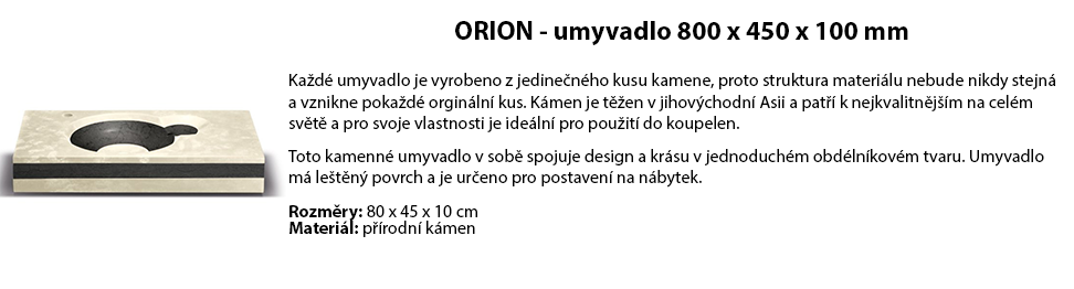 ORION - umyvadlo 800 x 450 x 100 mm